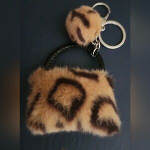 Faux Fur Animal Print Keychain / Purse Charm